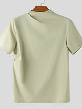 Men's Solid Color Mock Neck Base Short Sleeve T-shirt SKUL47686