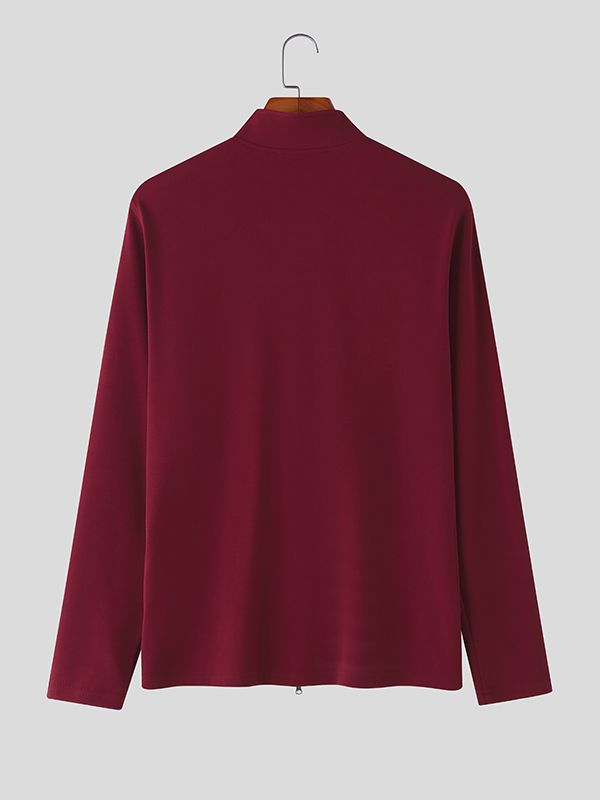 Men's Casual Minimalist Double Zipper Long Sleeve Cardigan SKUL46228