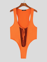 Mens Sheer Mesh Patchwork Knit Bodysuit SKUL12165