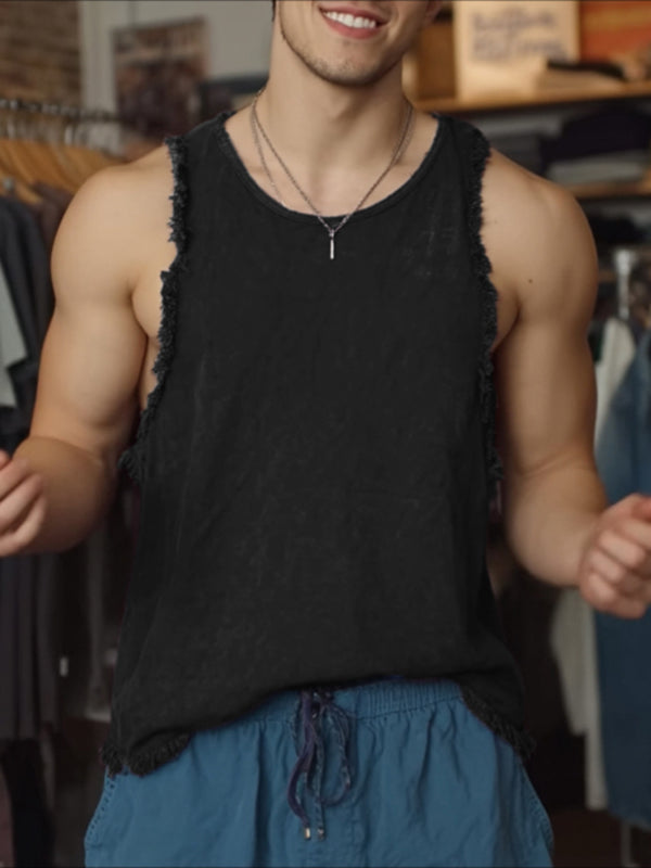 Men's Fringe Patchwork Casual Tank SKUL20172