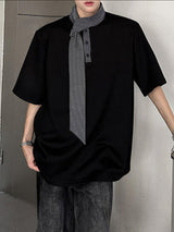 Men's Striped Ribbon Short Sleeve T-Shirt SKUL37563