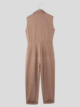 Mens Solid Color Textured Sleeveless Jumpsuit SKUL04905