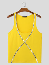 Mens Solid Color Strap Cross Sleeveless Tank SKUL03761