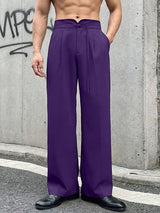Men's Solid Color New Chinese Style Frog Button Casual Pant SKUL60065