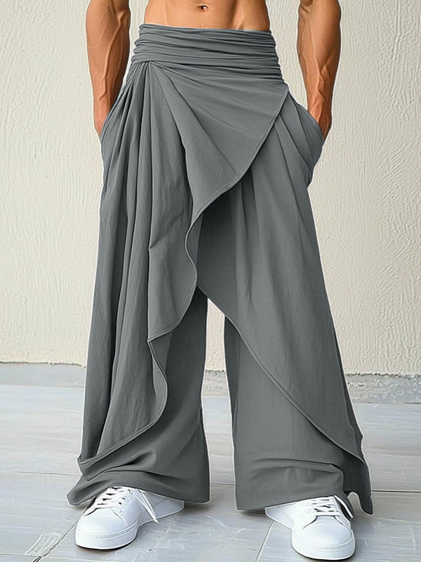 Men's Solid Ruffled Patchwork Pant SKUL35385