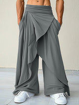 Men's Solid Ruffled Patchwork Pant SKUL35385