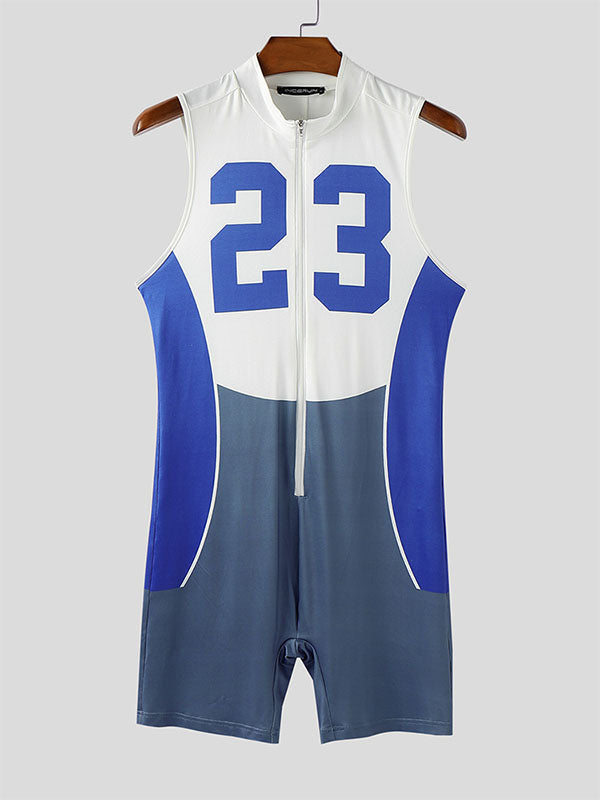 Mens Number Print Sleeveless Bodysuit SKUL00870