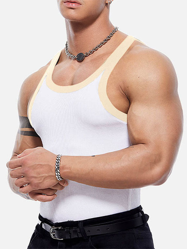 Mens Fashion Slim Fit Contrast Sleeveless Tank SKUK73687