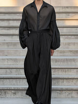 Men's Sheer Drawstring Loose Two Pieces Outfit SKUL36531