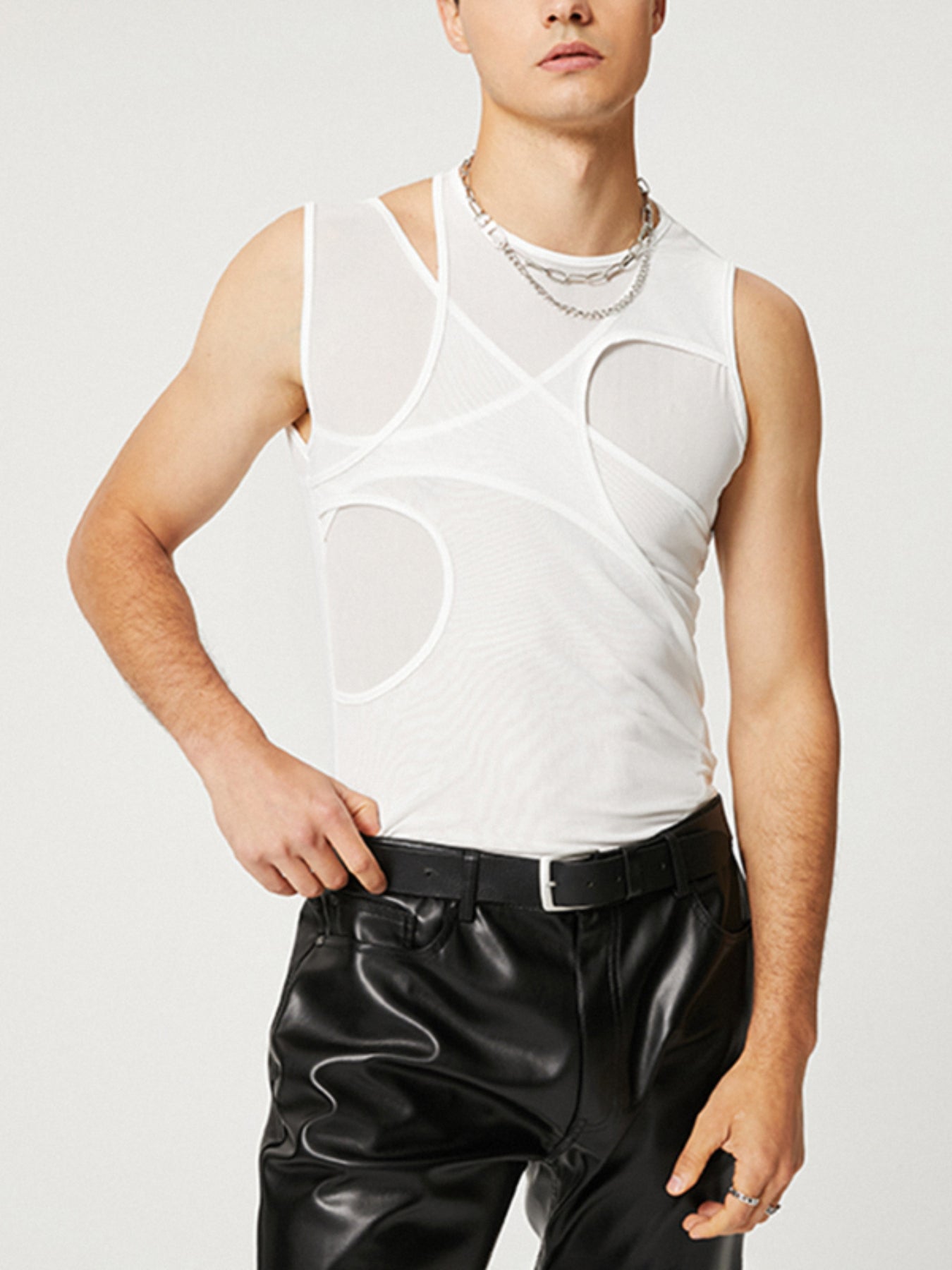 Mens Cutout Mesh See Through Tank Top SKUJ25410