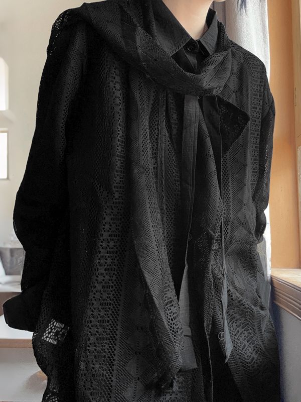 Men's Deconstructed Solid Color Textured Long Sleeve Shirt SKUL36653