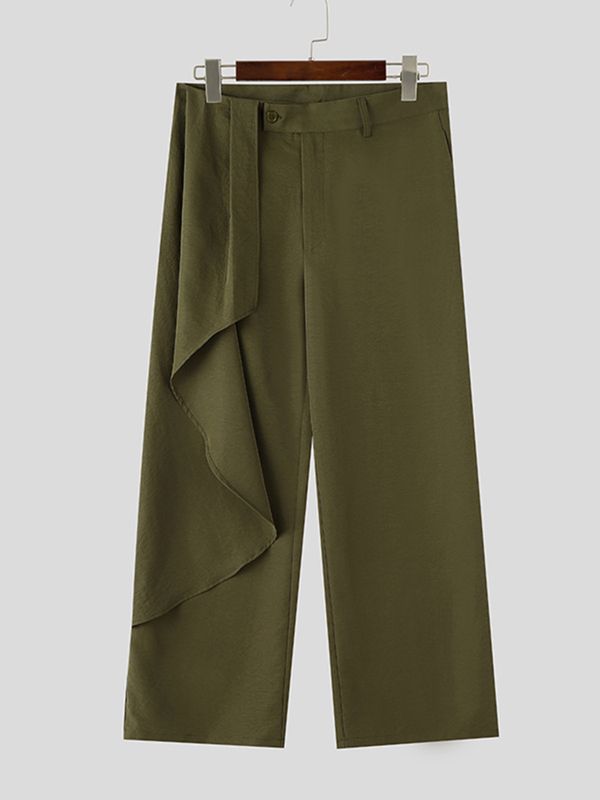Men's Avant Garde Asymmetrical Draped Overlay Wide Leg Loose Pant SKUL68168
