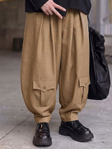 Men's Japanese Utility City Walk Pleated Low Flap Pocket Balloon Cargo Pant SKUL83985