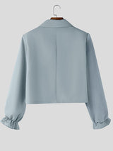 Men's Solid Color Plush Long Sleeve Blazer SKUL46255