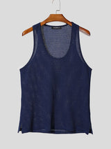 Men's Sexy Gym See-Through Fishnet Mesh Muscle Slim Sleeveless Scoop Neck Tank SKUL76004