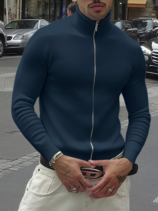 Men's Knit Zip Long Sleeve Cardigan SKUL23686