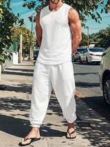 Men's Resort Streetwear High Street Crew Neck Two Pieces Outfit SKUL71417