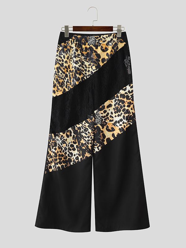 Men's Leopard Print Lace Wide-Leg Pant SKUL66102