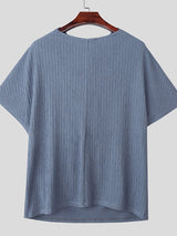 Men's Textured Cowl Neck Knit Batwing Sleeve T-Shirt SKUL41062