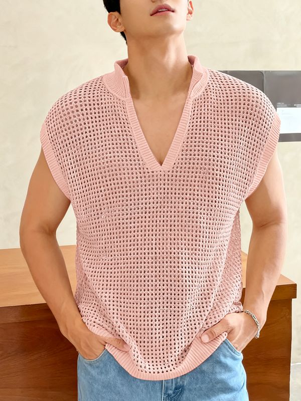 Men's Hollow Out Design Textured Tank SKUL47689