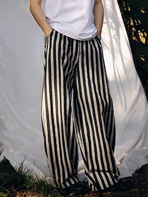 Mens Casual Ethnic Striped Loose-Fit Pant SKUK68005