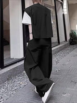 Men's Solid Lapel Drawstring Two Pieces Outfit SKUL31923