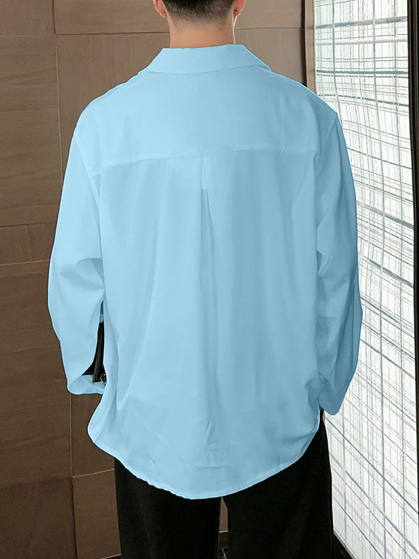 Mens Draped Neck Design Long Sleeve Shirt SKUK77426