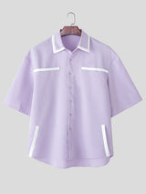 Mens Colorblock Patchwork Short Sleeve Shirt SKUL05675