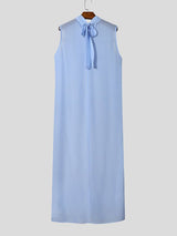 Men's Sexy Avant-Garde Bow-Tie Neck Mesh Sheer Longline Tank SKUL69546