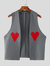 Mens Heart Print Sleeveless Waistcoat SKUK85524