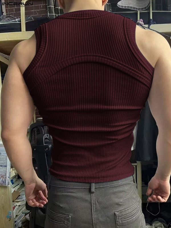 Men's Solid Color Textured Casual Tank SKUL30568