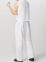 Mens Solid Color Double-Breasted Two Pieces Outfit SKUK76967