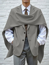Men's Cape Patchwork Layered Long Sleeve Blazer SKUL31991
