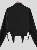 Mens Irregular Hem Zip Front Lapel Shirt SKUK44884