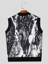 Mens Color Clash Print V-Neck Sleeveless Vest SKUK60264