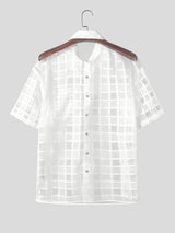 Mens Plaid Sheer Short Sleeve Shirt SKUK95628