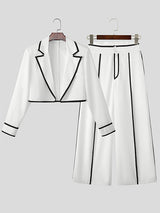 Men's Colorblock Piped Cropped Casual Two Pieces Outfit SKUL24201