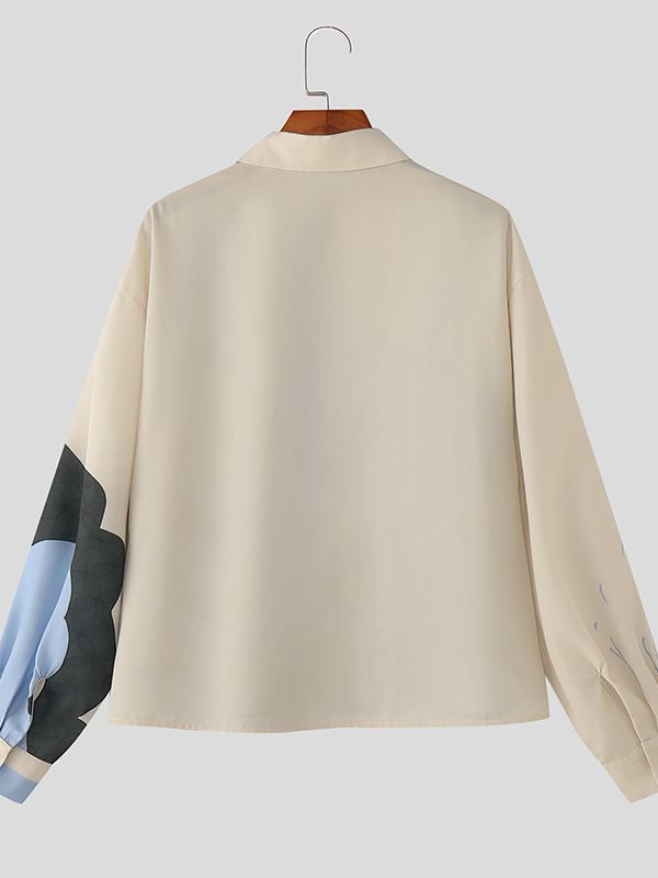 Men's Color Block Printed Long Sleeve Shirt SKUL34998