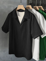 Mens Solid Color Textured Short Sleeve Shirt SKUL21433