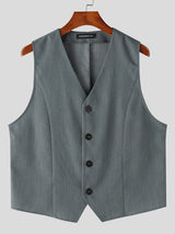 Mens Solid Retro V-Neck Suit Waistcoat SKUK60305