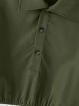 Men's Solid Color Loose Lapel Cropped Long Sleeve Shirt SKUL45225