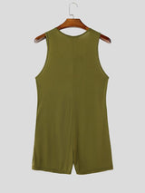 Men's Athletic Gym Front Zip Skinny Sleeveless Bodysuit SKUL72625