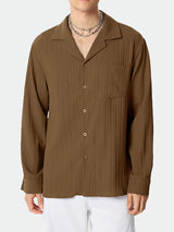 Mens Solid Texture Revere Collar Casual Shirt SKUK21612