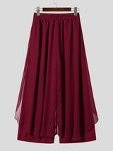 Men's Bohemian Avant-Garde Beach Vacation Chiffon Skirt Overlay Wide-Leg Pant SKUL84058