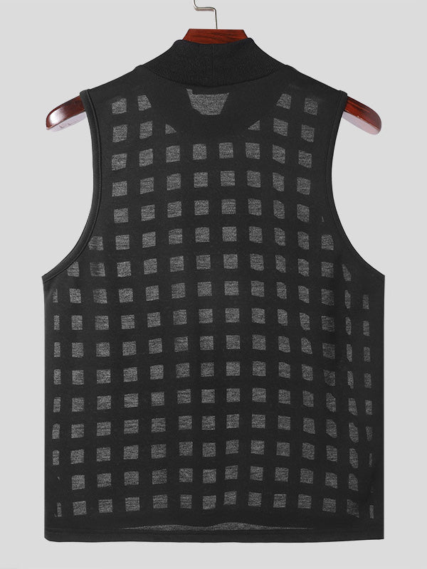 Mens Burn out Mesh Striped Sleeveless Tank SKUK63939