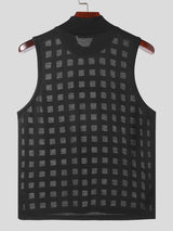 Mens Burn out Mesh Striped Sleeveless Tank SKUK63939