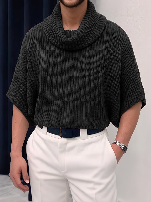 [Pre-order] Men's Clean-Fit Minimalist Coffee Lounge Ribbed Knit Drop Shoulder Sweater SKUL86869