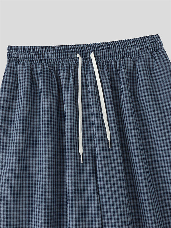 Mens Plaid Casual Loose Fit Pant SKUL17864