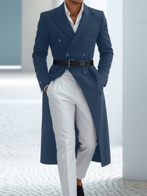 Men's Solid Color Waist-Defined Casual Coat SKUL28389