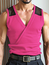 Mens Sheer Mesh Patchwork Knit Tank SKUL16802